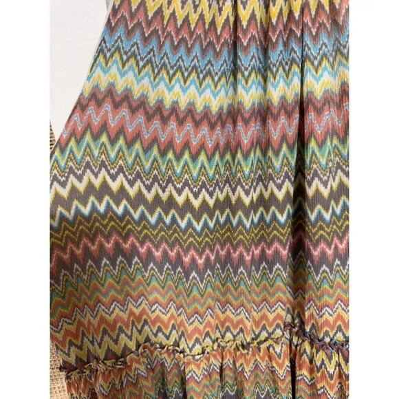 Sundance Women's Halter Chevron Silk Chiffon Midi Dress Size XL